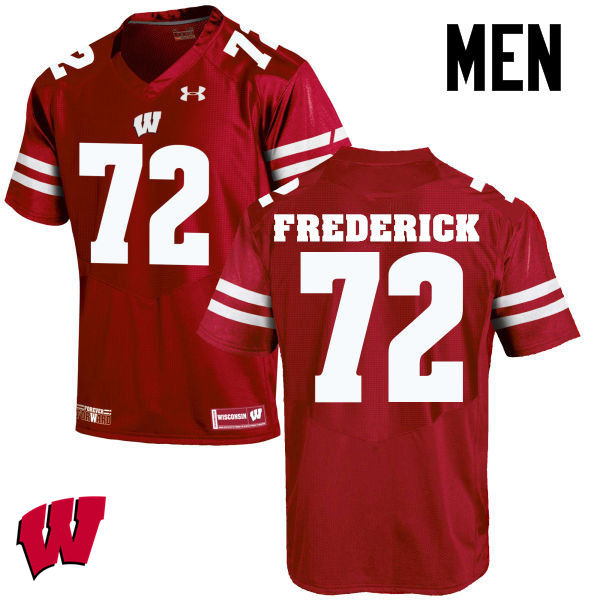Men Wisconsin Badgers #72 Travis Frederick College Football Jerseys-Red - Click Image to Close